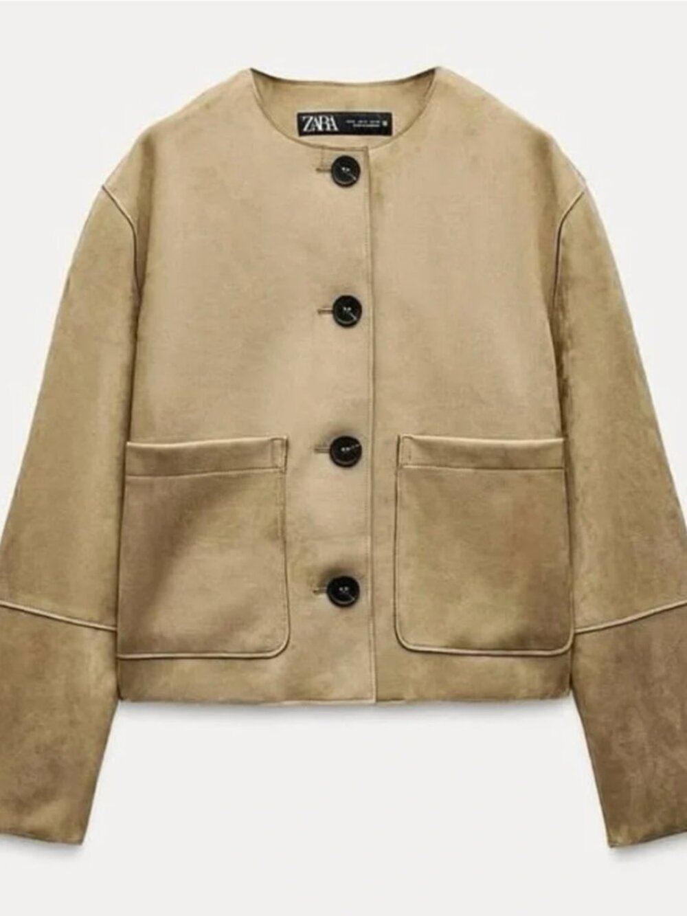 ZARA NWT FAUX SUEDE JACKET TAUPE BROWN 6318/233/704 M